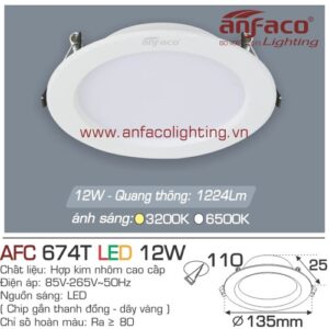 Led âm trần Anfaco AFC 674T-12W