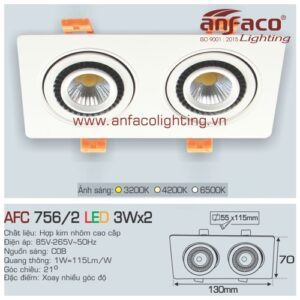 Led âm trần Anfaco AFC 756/2-3Wx2