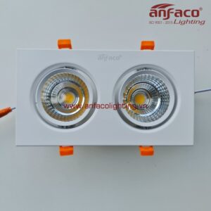 Đèn Led âm trần 2 bóng Anfaco AFC 318-7w-12w xoay góc