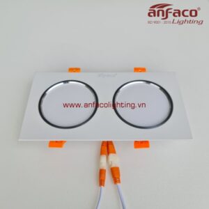 AFC-754/2/9W Đèn downlight âm trần Anfaco AFC754/2 đôi vỏ trắng 9W ánh sáng trung tính, ánh sáng vàng, ánh sáng trắng, đổi màu 3 chế độ