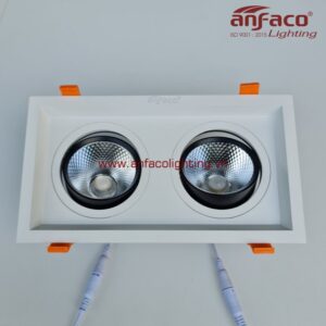 AFC-762/2 Đèn downlight âm trần xoay góc 360° độ Anfaco AFC762/2 đôi vỏ trắng 7W 15W ánh sáng trung tính 4200k, ánh sáng vàng 3200k, ánh sáng trắng 6500k, đổi màu 3 chế độ