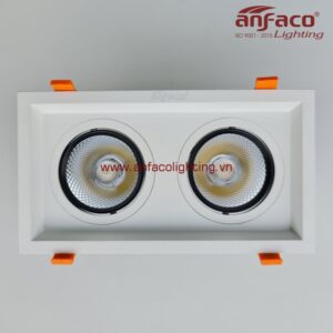 AFC-762/2 Đèn downlight âm trần xoay góc 360° độ Anfaco AFC762/2 đôi vỏ trắng 7W 15W ánh sáng trung tính, ánh sáng vàng, ánh sáng trắng, đổi màu 3 chế độ