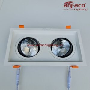 AFC-762/2 Đèn downlight âm trần xoay góc 360° độ Anfaco AFC762/2 đôi vỏ trắng 7W 15W ánh sáng trung tính 4200k, ánh sáng vàng 3200k, ánh sáng trắng 6500k, đổi màu 3 chế độ