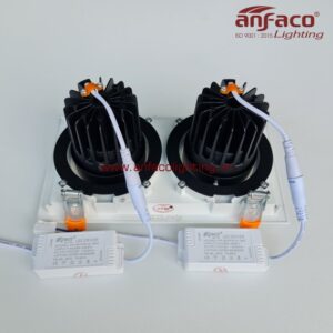 AFC-762/2 Đèn downlight âm trần xoay góc 360° độ Anfaco AFC762/2 đôi vỏ trắng 7W 15W ánh sáng trung tính 4200k, ánh sáng vàng 3200k, ánh sáng trắng 6500k, đổi màu 3 chế độ