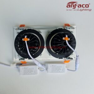 AFC-762/2 Đèn downlight âm trần xoay góc 360° độ Anfaco AFC762/2 đôi vỏ trắng 7W 15W ánh sáng trung tính 4200k, ánh sáng vàng 3200k, ánh sáng trắng 6500k, đổi màu 3 chế độ