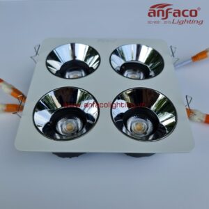 Đèn downlight âm trần vuông 4 bóng xoay góc 12Wx4