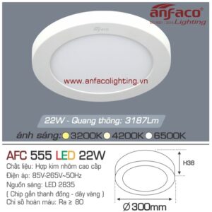 AFC 555 22W Đèn LED panel gắn nổi tròn Anfaco AFC555 22W