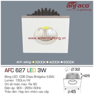 Đèn LED âm trần Anfaco AFC 627-3W