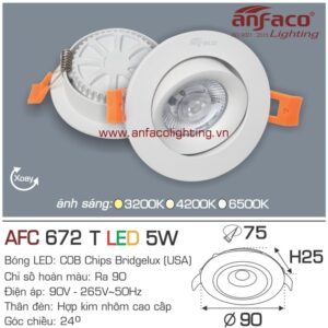 Đèn LED âm trần Anfaco AFC 672T-5W