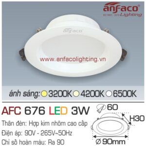 Đèn LED âm trần Anfaco AFC 676-3W