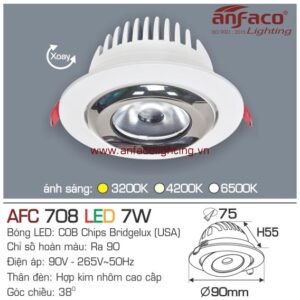 Đèn Anfaco âm trần downlight xoay góc AFC 708-7W