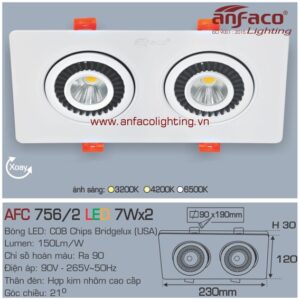 Đèn LED âm trần Anfaco AFC 756/2-7Wx2