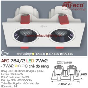 Đèn LED âm trần Anfaco AFC 764/2-7Wx2