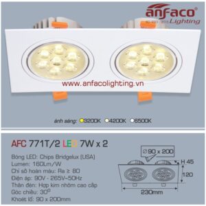 Đèn LED âm trần Anfaco AFC 771T/2-7Wx2