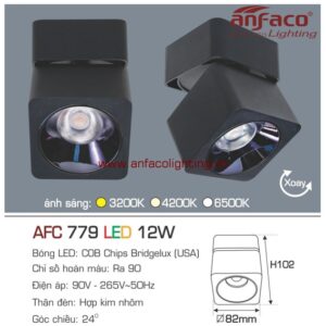 Đèn Anfaco vuông gắn nổi xoay góc AFC 779-12W spotlight