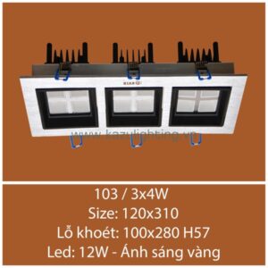 Đèn âm trần 103/3x4W Kazu