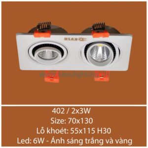 Đèn âm trần 402/2x3W Kazu