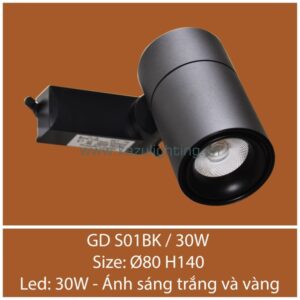 Đèn tiêu điểm đế ray GD S01BK/30W Kazu