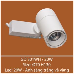 Đèn tiêu điểm đế ray GD S01WH/20W Kazu